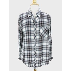Rails Hunter‎ Plaid Shirt size M Ivory Coal Blush Long Sleeve Button Down